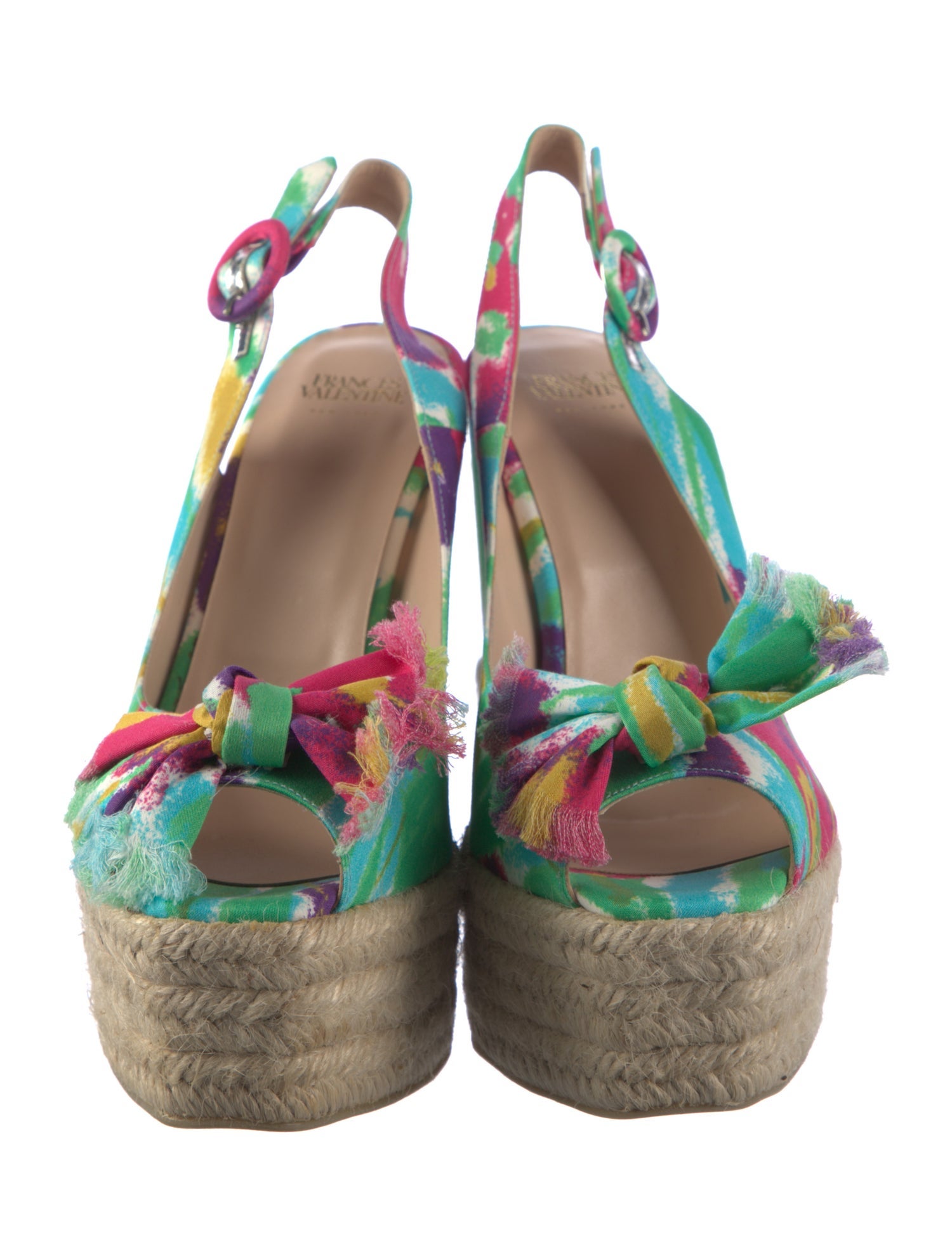 Frances Valentine Printed Bow Accents Slingback Sandals
